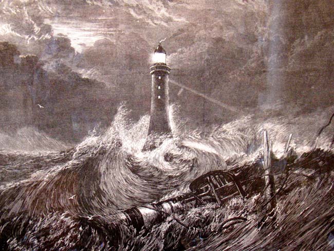 A late 19th century print depicting the "Eddystone Lighthouse" (Cornwall, England) — image 2